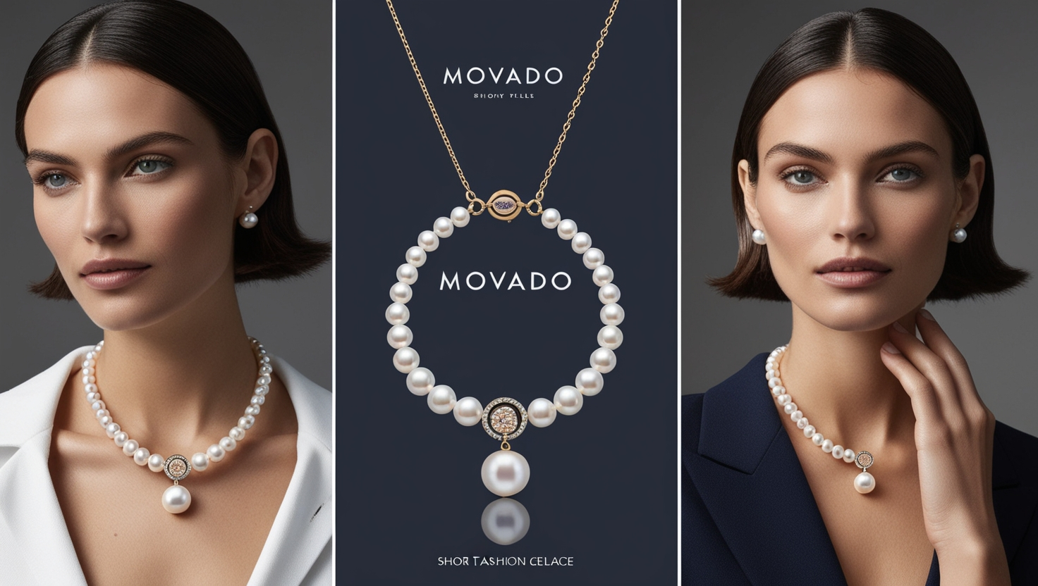 Movado Short Signature Pearl Women's Necklace